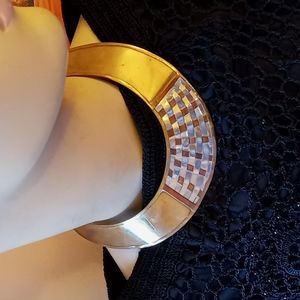 Mixed Material Metal Basketweave Choker Necklace